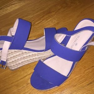 blue wedge heels